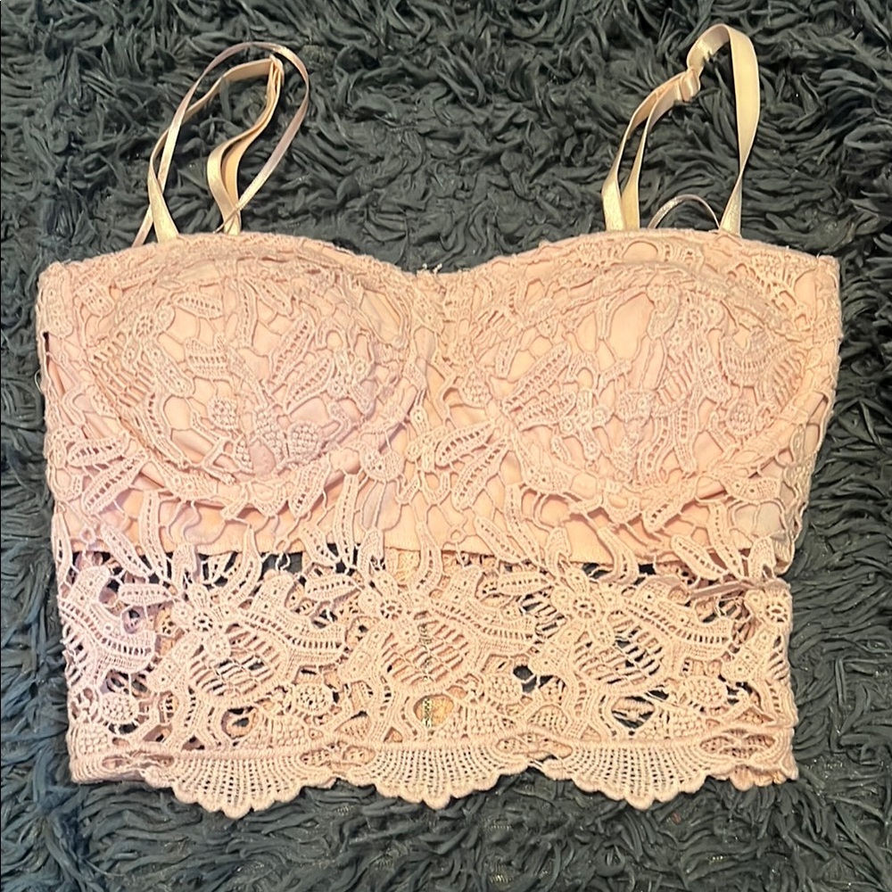 Lace Pink Crop Top/Bralette
